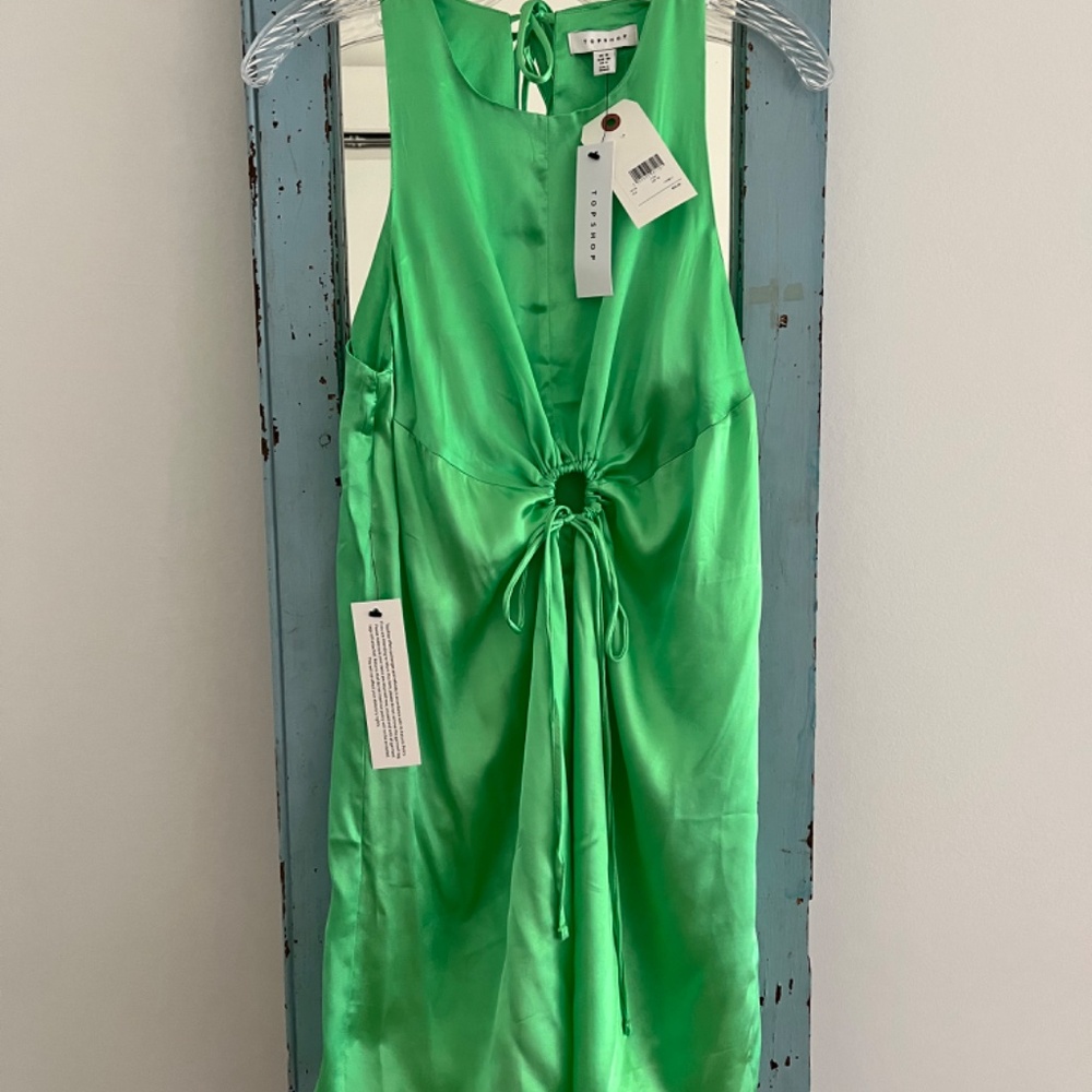 Topshop Ruched Cutout Sleeveless Satin Minidress, NWT - Picture 4 of 4